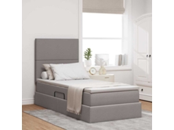 Vidaxl Cama de Armazenamento Led com Colchão Cinzento acastanhado