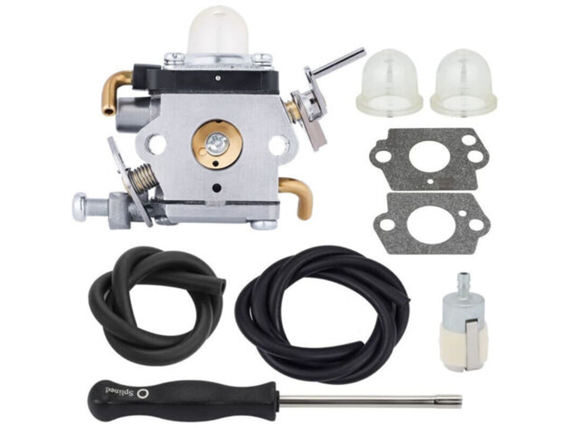 Carburetor With Gasket, Fuel Line, And Spark Plug For Husqvarna 122ld And 122c Trimmers. Replaces Part Numbers 581734301 And 574386701.