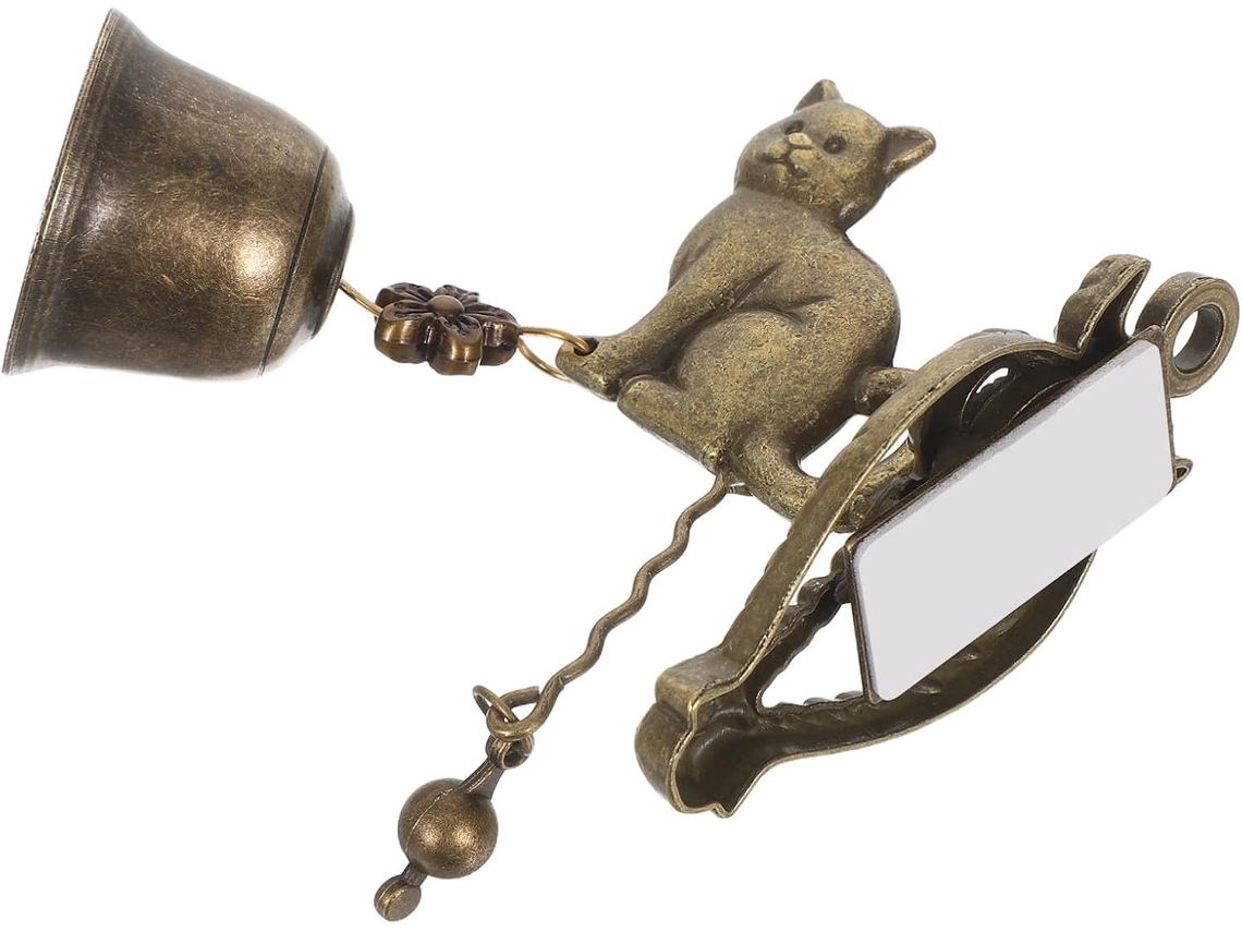 Campainha Rústica Exterior Em Formato De Gato, Campainha De Metal Dourado Com Som Claro E Agradável Jardim