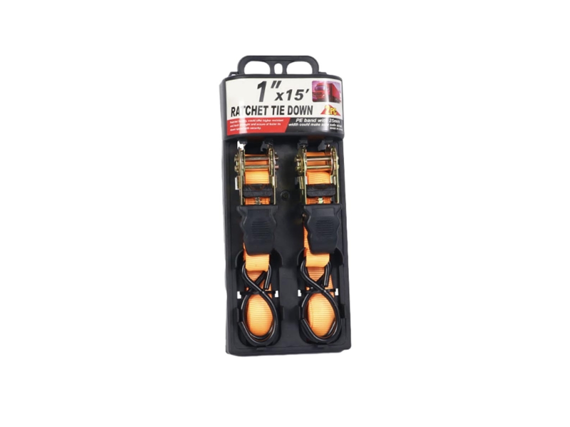 Conjunto De 2 Cintas Catraca Em Poliéster Laranja Com Cabo Antiderrapante Abs E Ganchos Reforçados Para Transporte, Logística E Agricultura