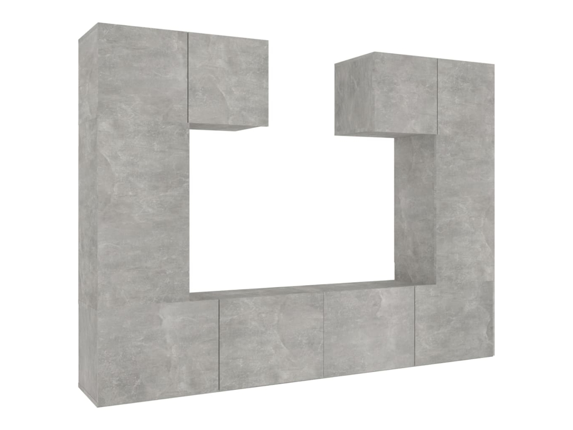 Conjunto de 6 Tv Madeira Moveis Processados Cinzento Cimento MAISON EXCLUSIVE