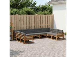 Vidaxl Conjunto De Sofás Para Exterior 9 Pcs Natural E Antracite