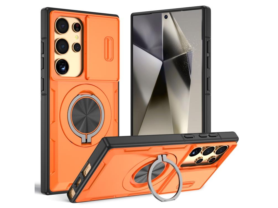 Capa Zruxe Compativel Com Samsung Galaxy S24 Ultra 5g (magsafe - Suporte Giratorio - Laranja)