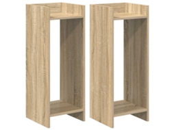 Conjunto 2 Suporte Para Plantas Vidaxl Castanho Derivados De Madeira (30 X 30 X 80 Cm)