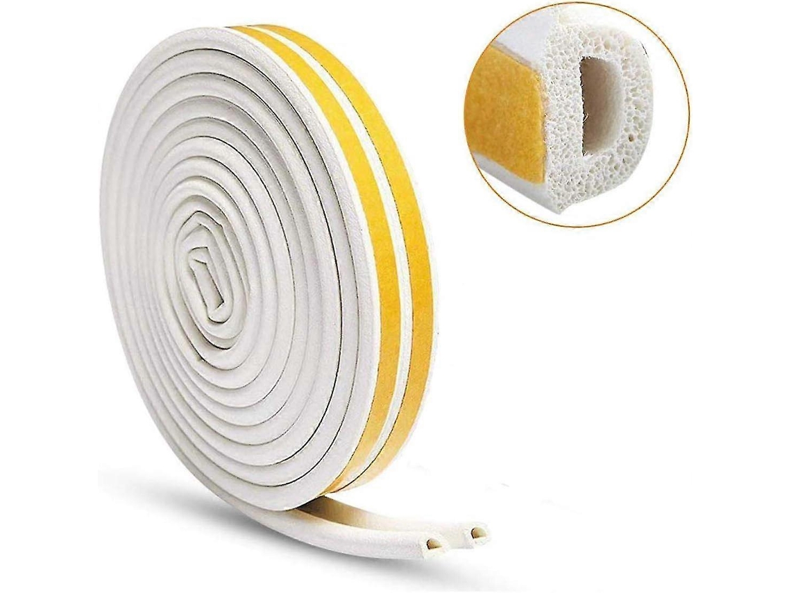 Fita de vedação de borracha tipo D de 10 m para portas e janelas, ideal para evitar o frio, o vento e o isolamento acústico (Slowmoose)