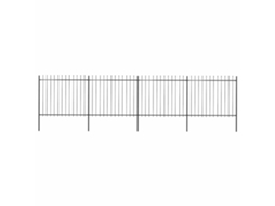Vidaxl Cerca De Jardim Com Topo Em Forma De Lança Em Aço 714,5x150 Cm, Preta