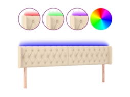 Cabeceira com luzes LED em tecido cor creme MAISON EXCLUSIVE (203x16x78 cm)