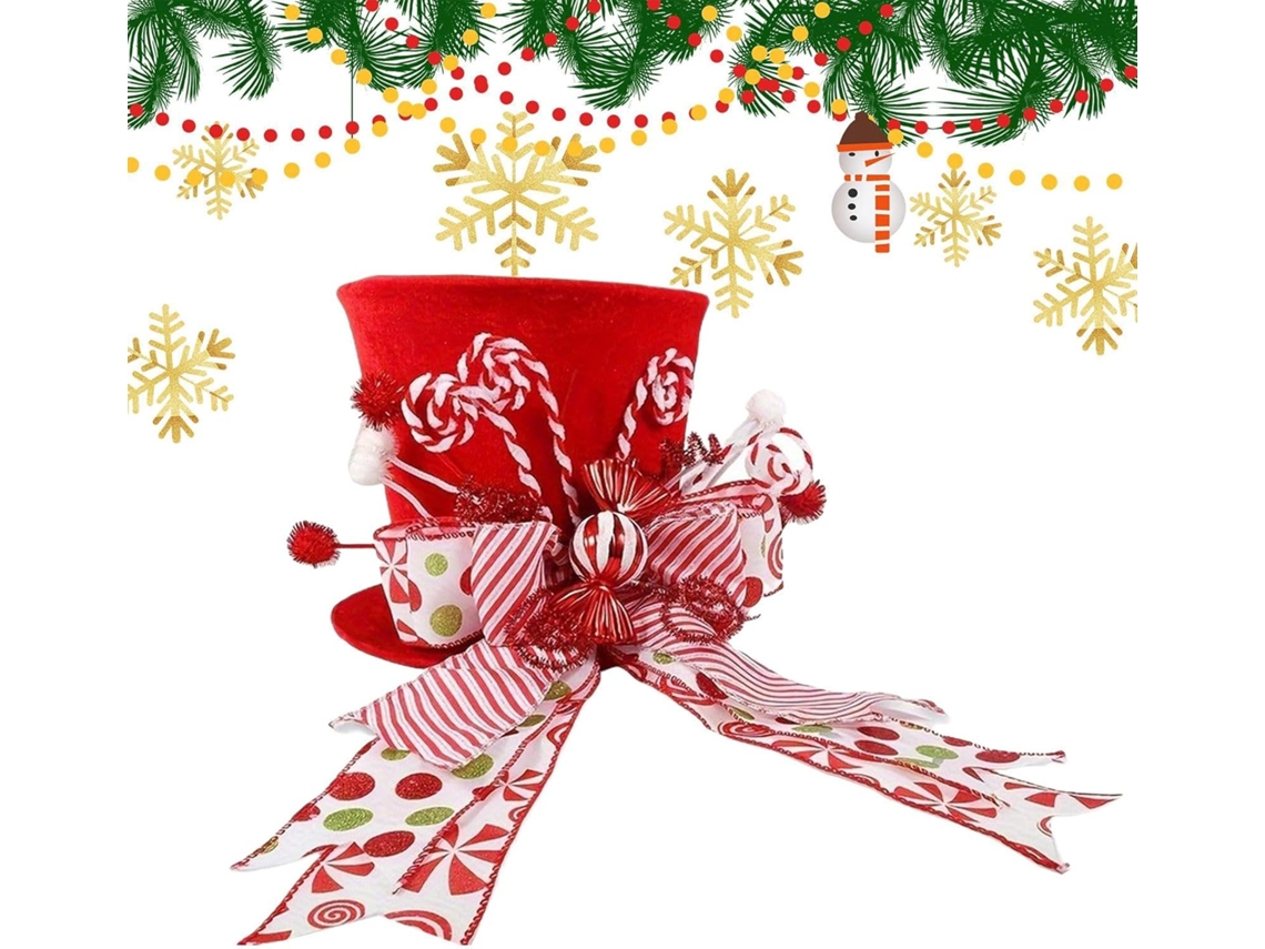 Ponteira de Rvore Natal Decora Es com Chap U em Forma Estrela e La os Fita Enfeites Acess Rios para Festas Anivers VAYOTOY