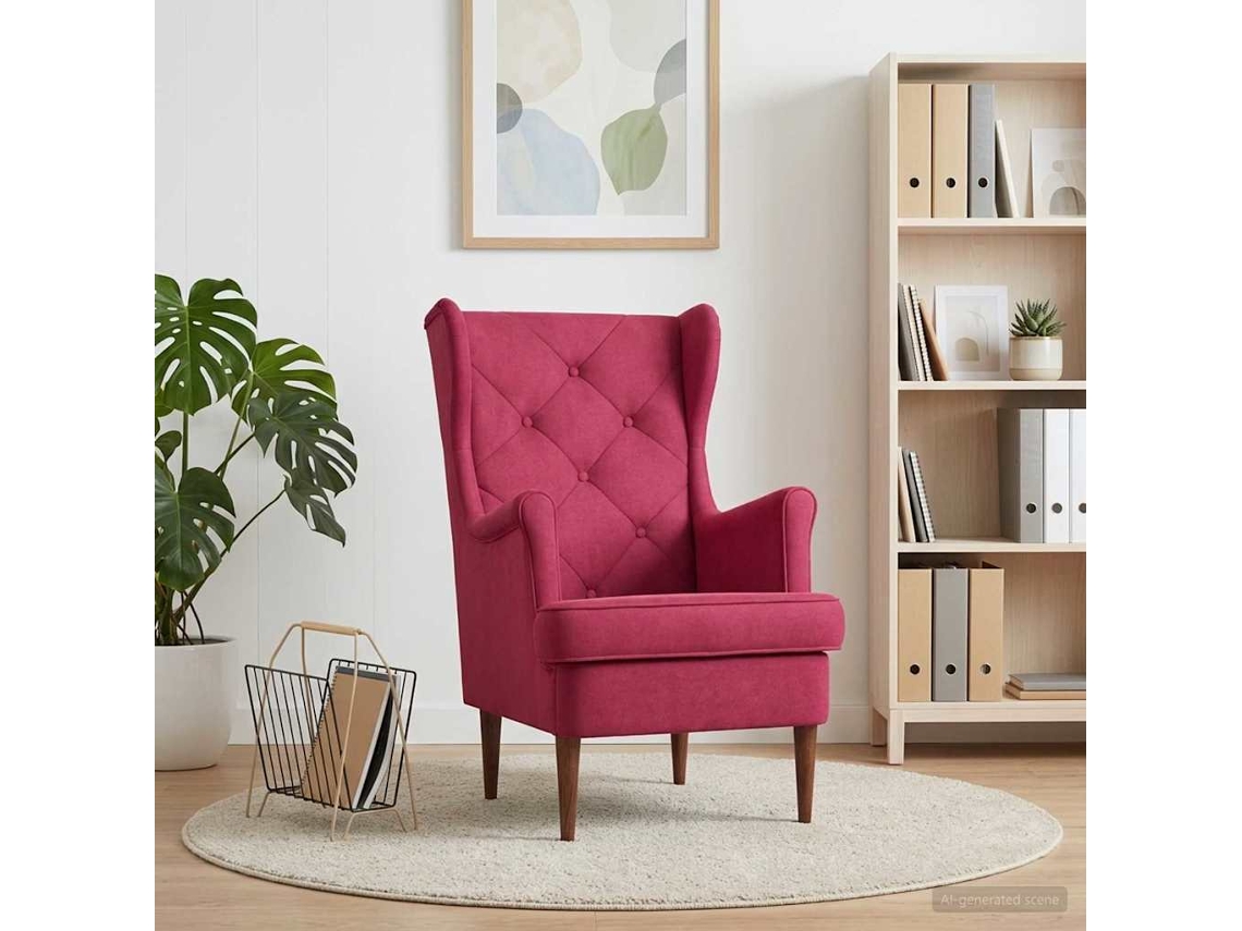 Vidaxl Poltrona Vinho Vermelho Veludo