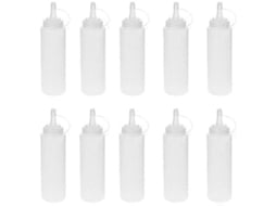 10 Garrafas De Espremir De Plástico Transparente Bpa Livre Para Molhos, Ketchup, Mostarda E Outros Líquidos