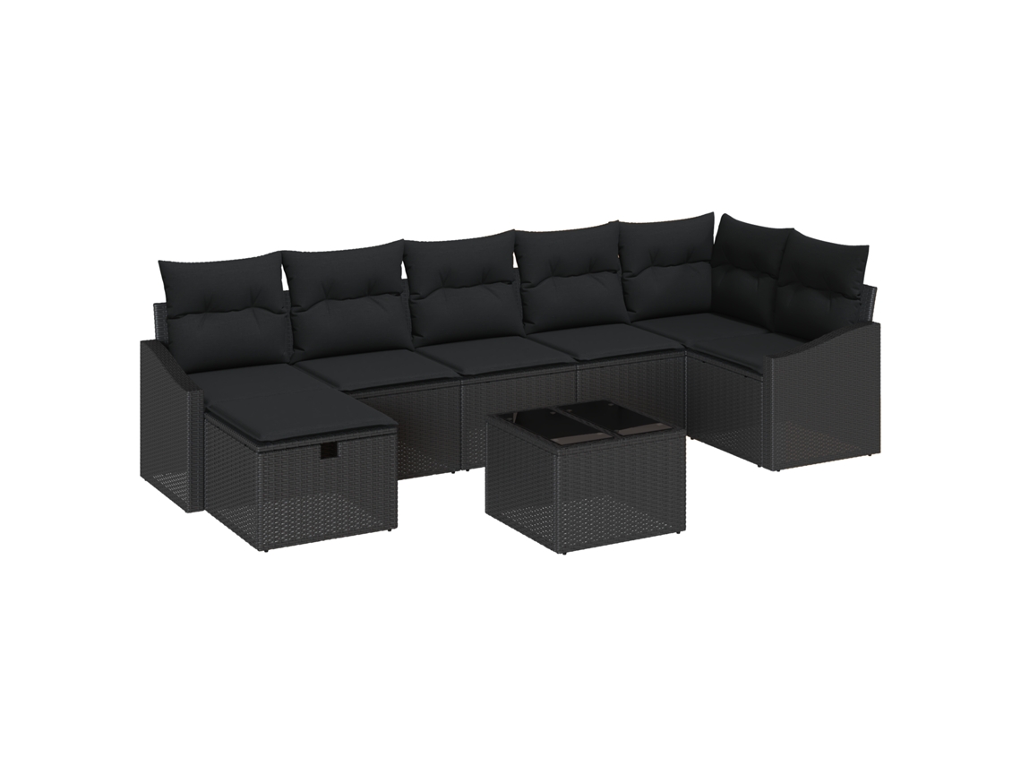 Conjunto 8 Conjunto De Sofás Vidaxl Preto Vime Pe (55 X 55 X 37 Cm)
