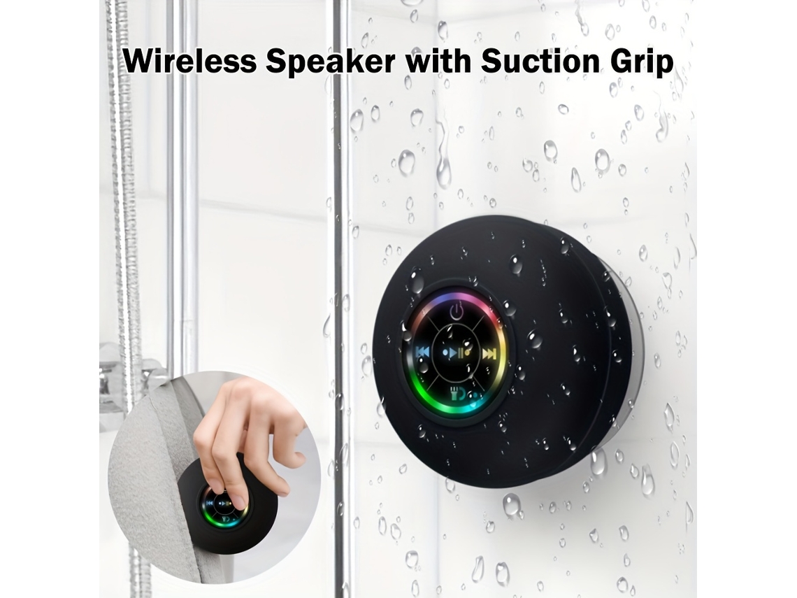 Alto falante wireless portátil ventosa bateria 2h festas casas viagens led rgb usb STELASPLEN