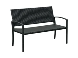Banco De Jardim De 2 Lugares Banco Externo Com Encosto E Assento Em Vime Pe Carga 320 Kg 122x60x85 Cm Preto