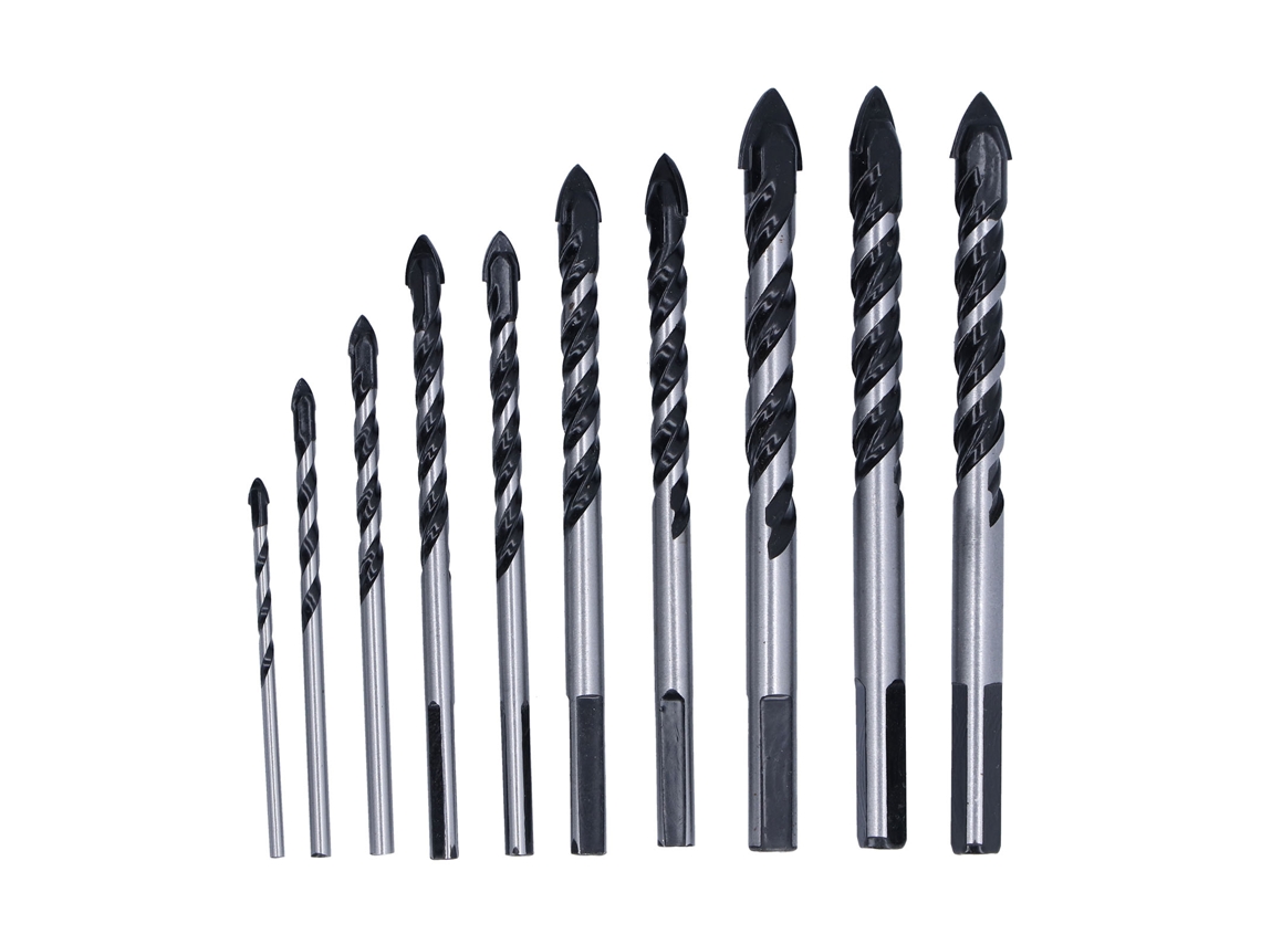 Primerox 10 Brocas de Alvenaria com Pontas de Carbeto Industrial para Telha Tijolo Cimento Concreto com Estojo