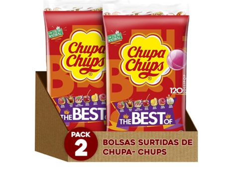 Pack Chupa Chups Original Rebuçados Com Pau De Sabores Variados 2 Sacos De 120 Unid Iami