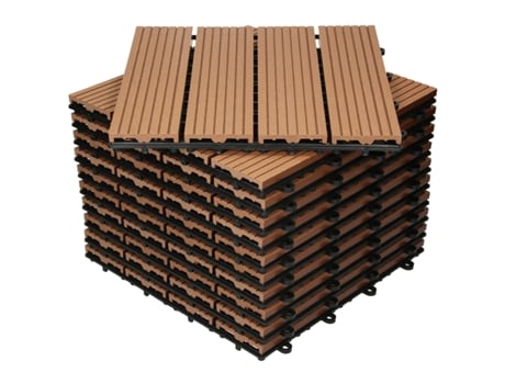ECD GERMANY Telhas para Pátio de Wpc 30X30 Cm 55 Peças Por 5M²Castanho Claro