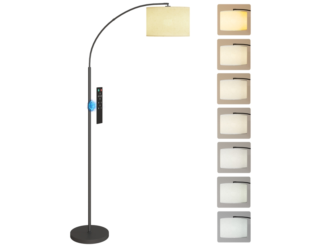 Luminária De Chão Com Controle Remoto, Cúpula Ajustável, 11 Temperaturas De Cor E 11 Níveis De Brilho, Temporizador, Preta.