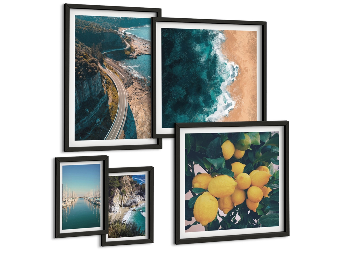 Conjunto De Pinturas Paisagens Praianas Cítricos Espelharte (5 Peças)