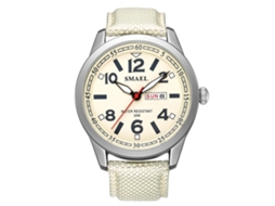 Smael Relógio Masculino Quartzo Eletrônico Impermeável Pulseira Nylon Branco