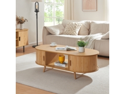 Mesa de Centro Nordkapp com Prateleiras Mdf Bambu 120X55X40Cm Natural [EN.CASA]