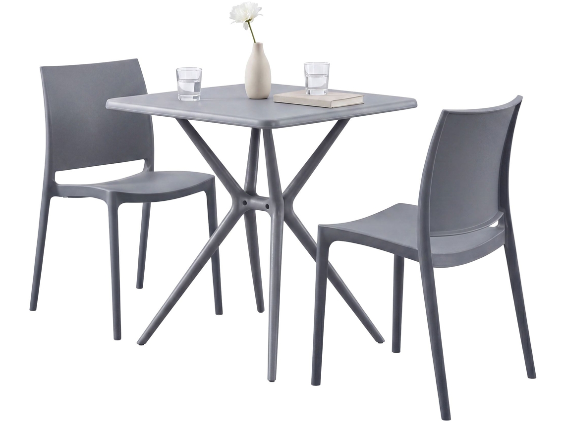 Conjunto De Jardin Amino Com 2 Cadeiras Cinza