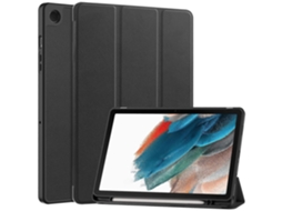 Capa de couro tripla Hengrongshen com compartimento para Samsung Galaxy Tab A9, preta