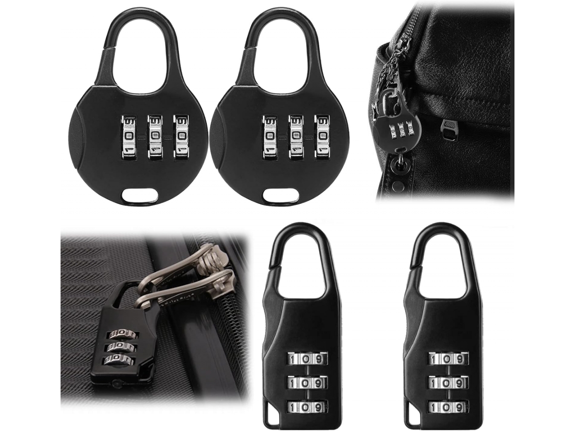 Cadeado De Combinação Preto Com 3 Dígitos, Trava De Segurança Para Bagagem, Bolsa, Cadeado Com Código, Cadeado Em Liga De Zinco Para Mala, Bagagem