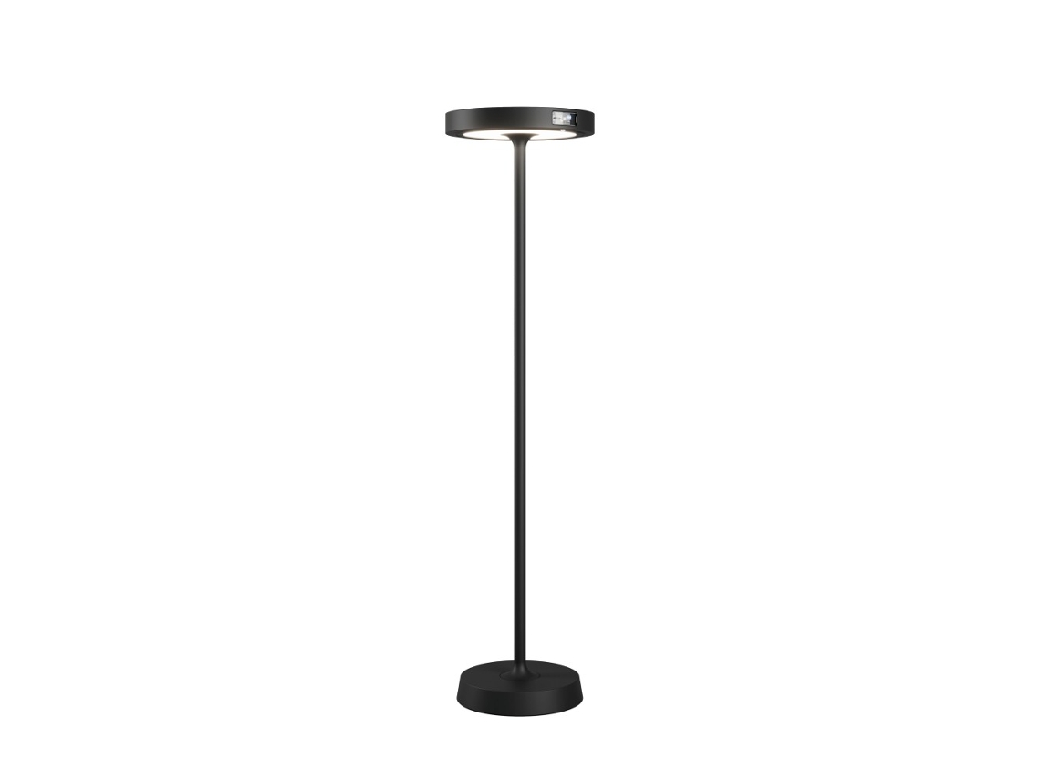 Barbell Solar Rf - Luminária De Chão Led Solar Recarregável De 65 W - Luminária De Chão Para Área Externa, 3 Alturas, 156-113-70 Cm, Preta