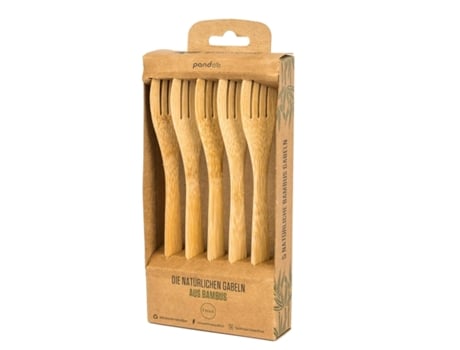 Conjunto de Garfos PANDOO Reutilizáveis (Bambu - Castanho)