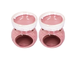 2 Peças De Queimador De Óleo Essencial Cerâmico Para Aromaterapia Cor Rosa