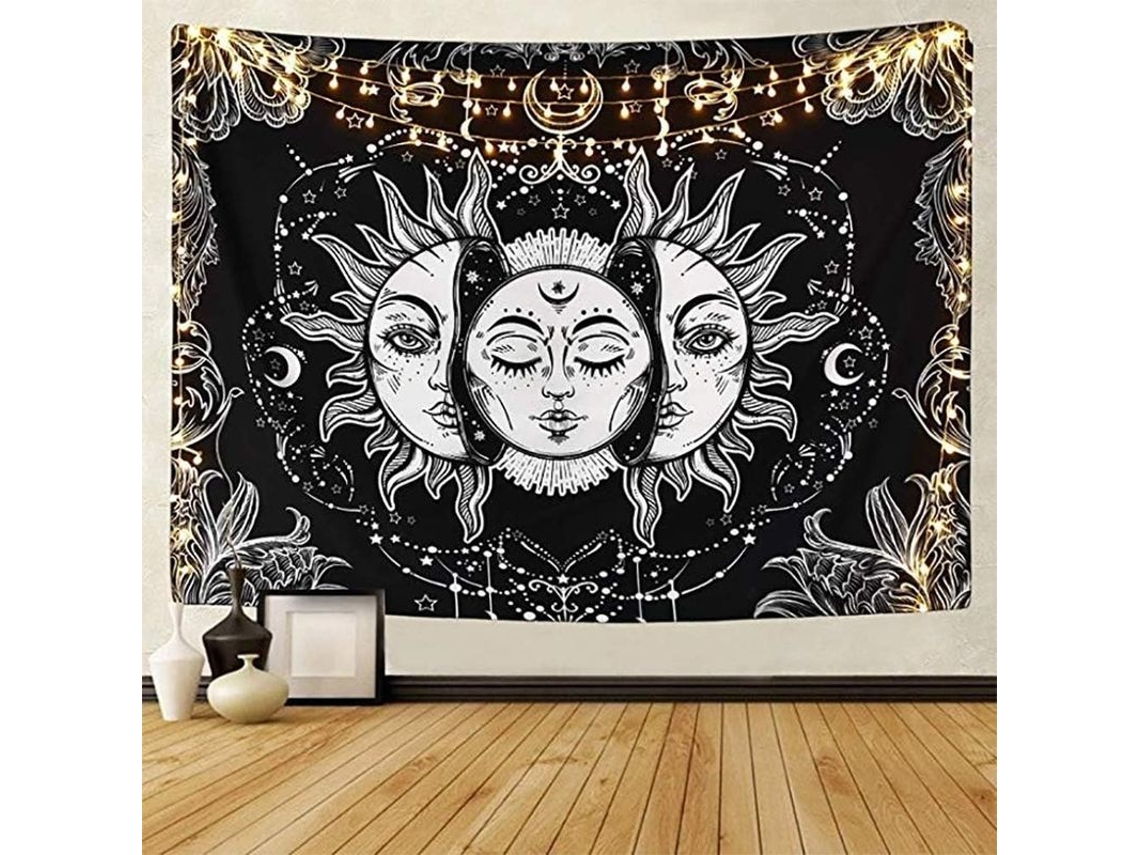 2025 Tapiz Tarot Sol E Lua Celestial Psicodélico Tela De Parede Pendurada Decoração Indiana