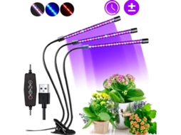 Lurelia Lâmpada Led Para Plantas 10 W, 60 Leds, Espectro Completo, Com Temporizador, Usb, Vermelho/azul