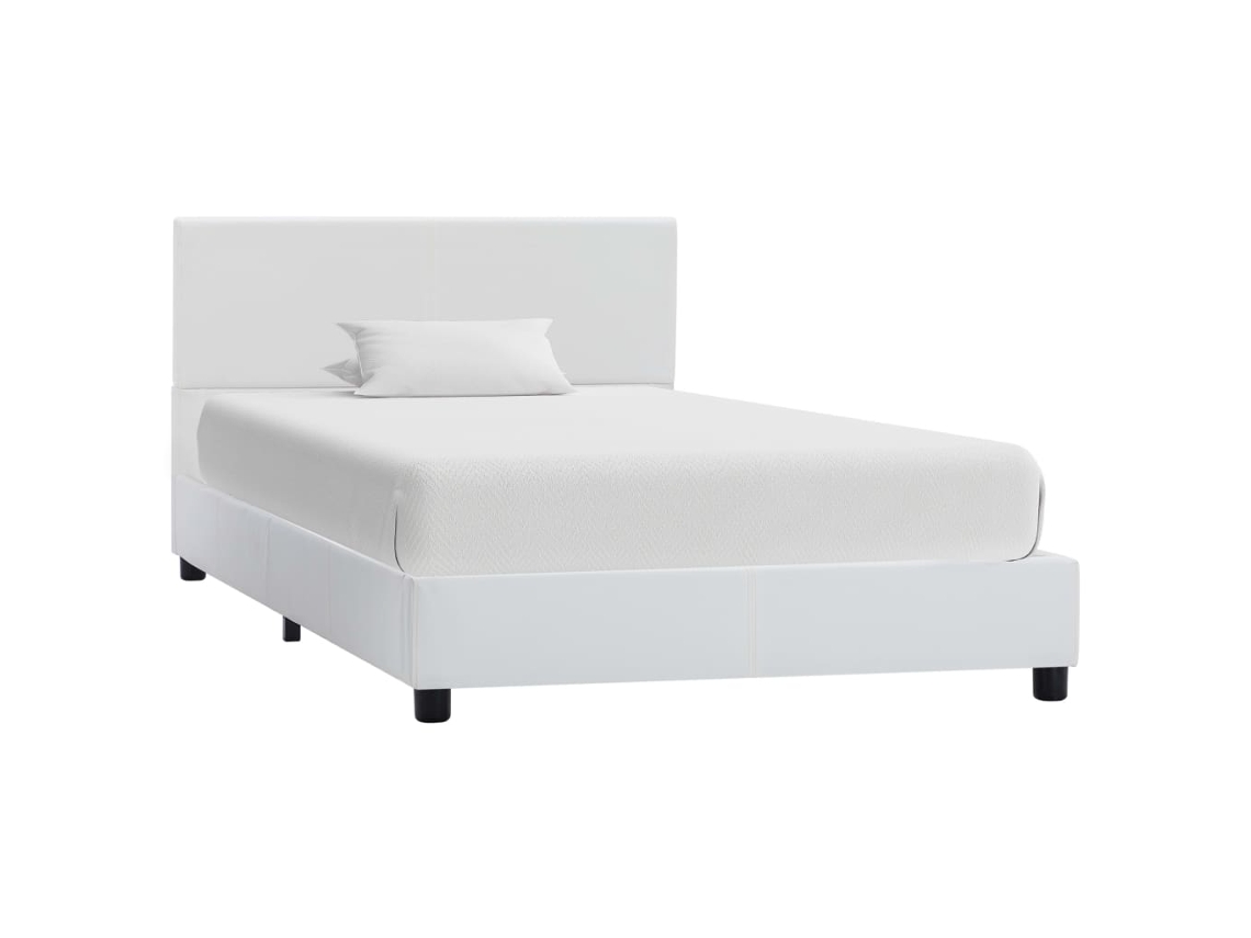 Estrutura De Cama 90x200 Cm Couro Artificial Branco