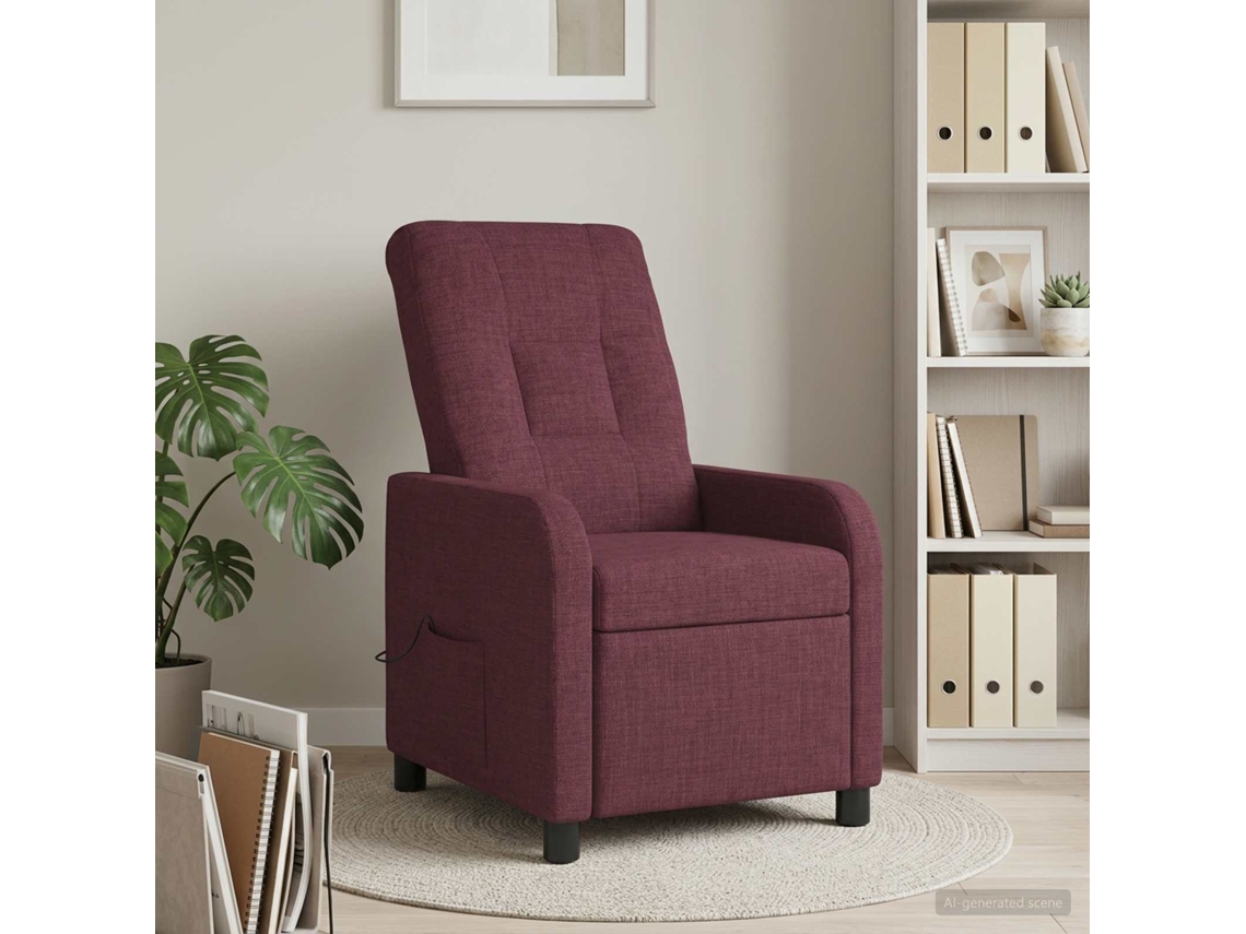 Vidaxl Recliner De Massagem Roxo Tecido