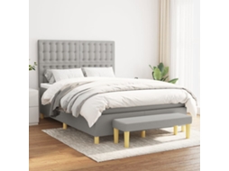 Vidaxl Cama Com Molas/colchão 140x200 Cm Tecido Cinzento-claro