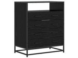 Vidaxl Gabinete De Gavetas 4-gaveta Carvalho Preto 70 X 41 X 83,5 Cm