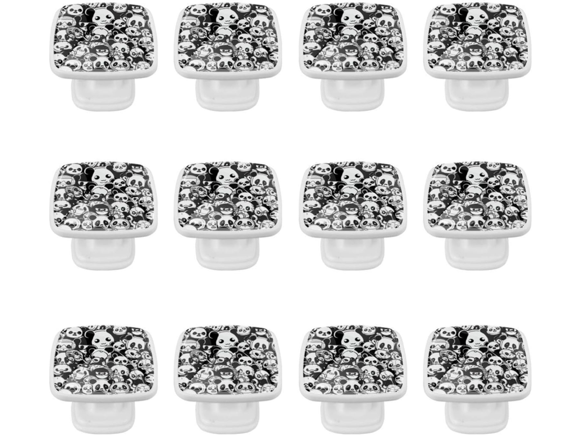 Puxadores Quadrados Para Gavetas De Cômoda, Puxadores Para Armários De Cozinha, 12 Peças, Estampa Animal Panda