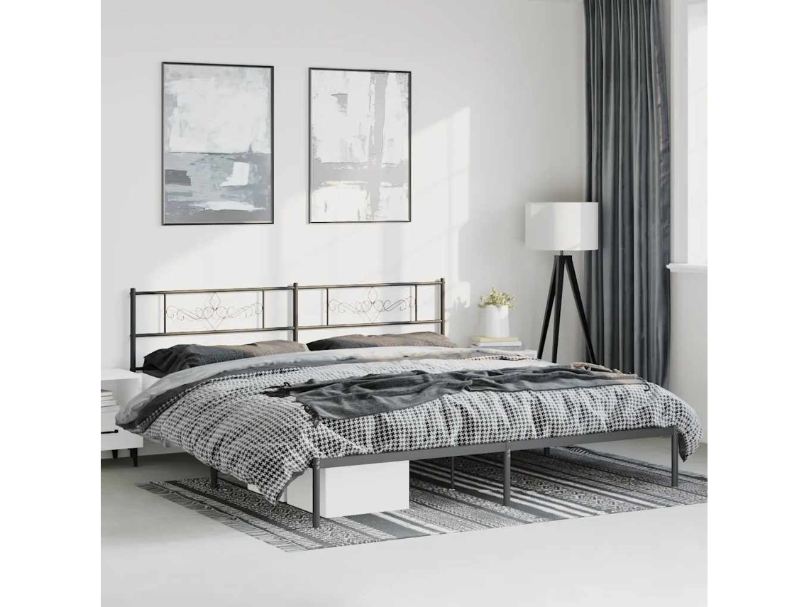 Vidaxl Estrutura de Cama com Cabeceira 193x203 Cm Metal Preto