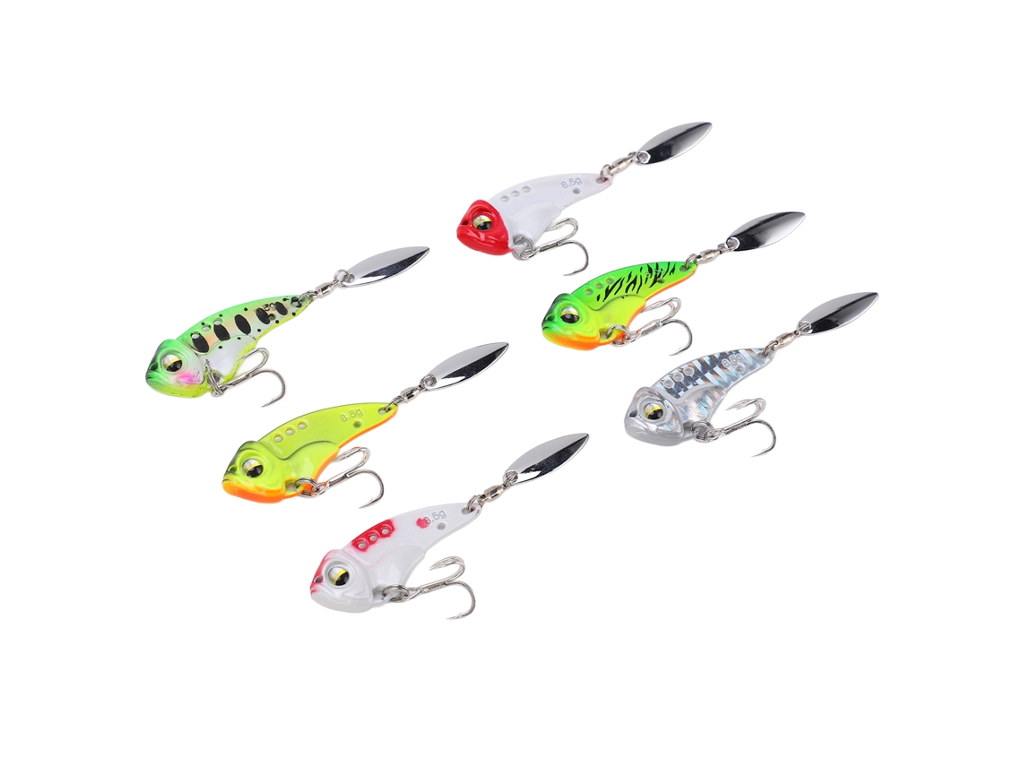 Rebe 6 Peças Conjunto de Isca de Simulação, Blade Bait, Wobbler, Vibração, Spinner, para Água Doce e Salgada
