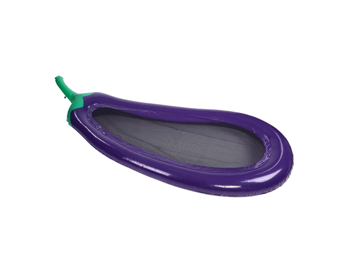 Colchão Inflável Em Pvc Em Formato De Berinjela Para Piscina, Praia E Outras Atividades Aquáticas.