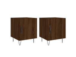 Bedside Cabinet, Bedside Cabinets Vidaxl Marrom Madeira Processada (n/a)
