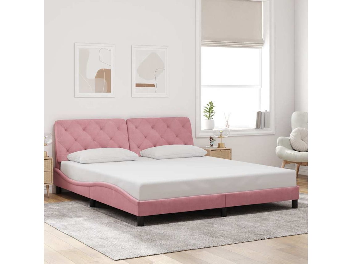 Vidaxl Estrutura De Cama Sem Colchão 180x200 Cm Veludo Rosa