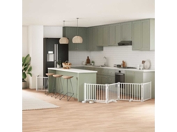 Vidaxl Portão P/ Cães Com Porta Dobrável 12 Painéis 960cm Álamo Branco
