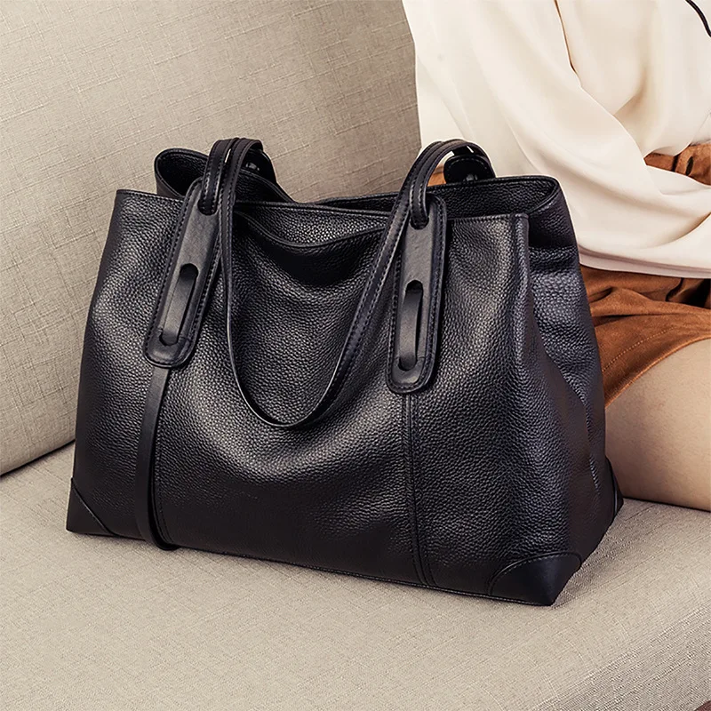 (4228-preto) Bolsa Feminina 100% Em Couro Genuíno, Lançamento De 2026, Bolsa De Ombro De Luxo De Grife.