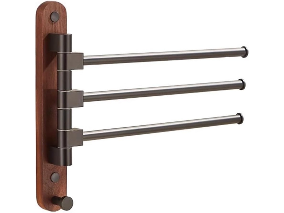 Suporte De Toalha Giratório Madeira Para Parede, Com 2a 5 Braços, Ideal Para Otimizar Espaço No Banheiro, Com Acabamento