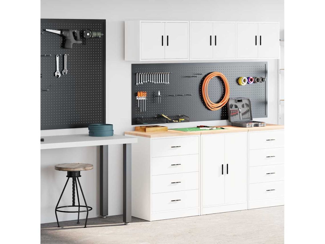 Armários De Garagem 2 Pcs Derivados De Madeira Branco Lovely Home