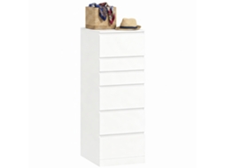 Cómoda 6 Gavetas Para Quarto Com Espelho Rebatível, 40x48x110 Cm, Branco