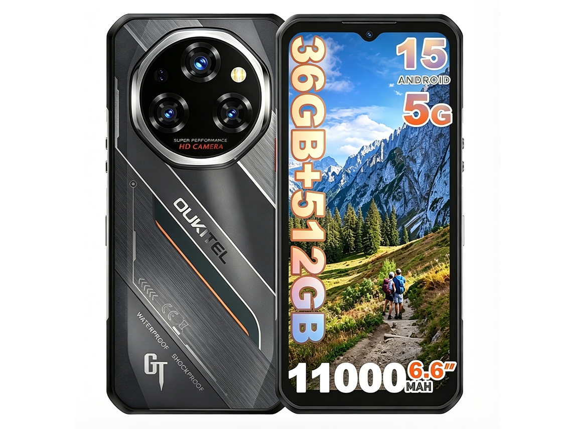 Wp62 5g Smartphone Robusto 12gb+512gb 11000mah 108mp 6.6" 120hz Nfc Android 15 Ip68/ip69k Preto OUKITEL
