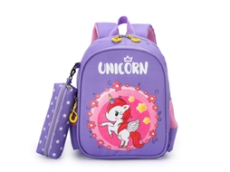 Mochila Eifson Unicórnio Com Estojo, 30x24x12cm, 3-12 Anos - Roxo
