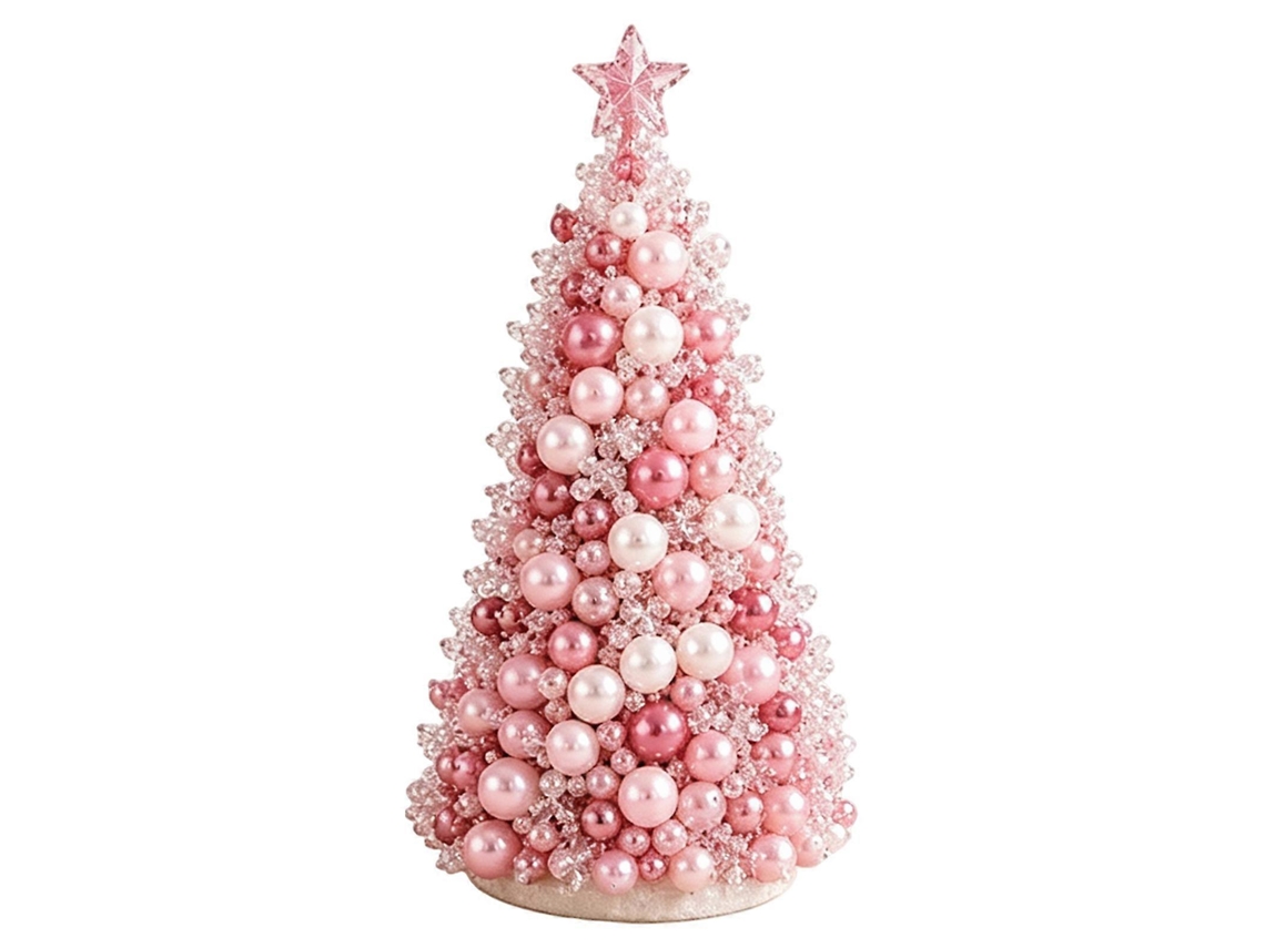 Kit Diy De Árvore De Natal Com Contas Para Decoração Criativa De Mesa De Férias -- Rosa